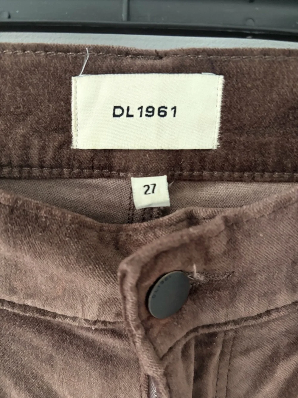 DL1961 Hepburn High Rise Wide Leg Velvet Jeans Pearl Grey 27